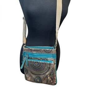 Alba Expandable Sequin Colorful Crossbody Handbag with Teal Accents
